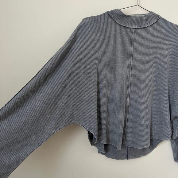 We the Free Gray Ribbed Mock Turtleneck Long Sleeve Sweater Size XS - Picture 3 of 12